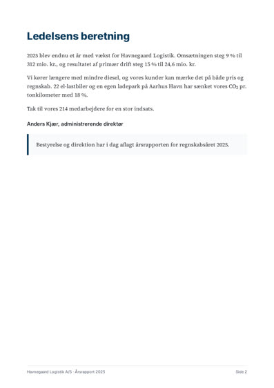 Ledelsens beretning